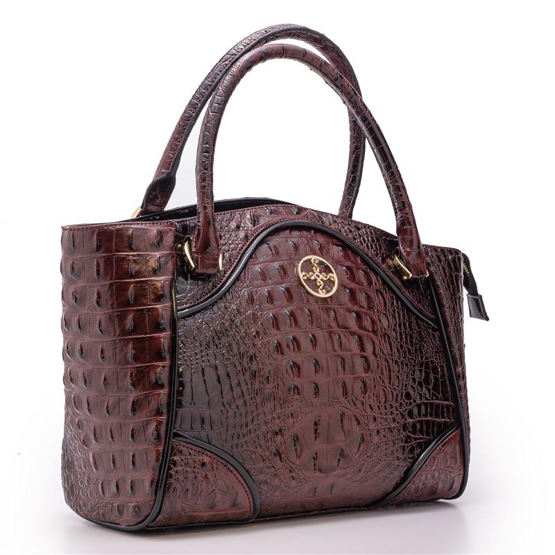 Avalon Crocodile-Embossed Handbag and Wallet Set
